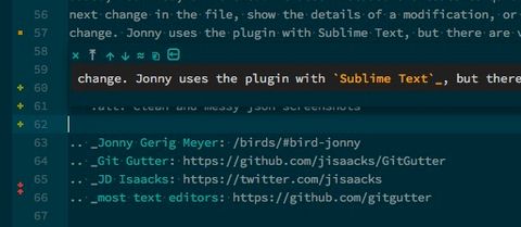 screenshot of the Git Gutter plugin in use