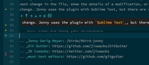 screenshot of the Git Gutter plugin in use