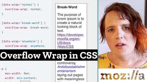 CSS code snippet with overflow wrap options