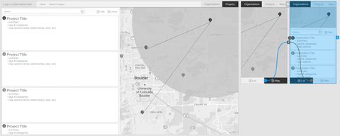wireframe showing multiple screen sizes on list and map views