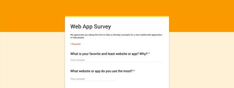 Survey asking people about their website preferences.