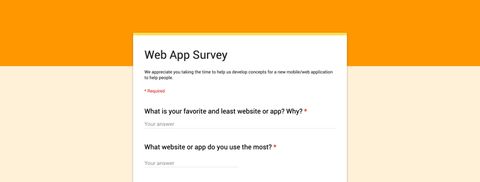 Survey asking people about their website preferences.