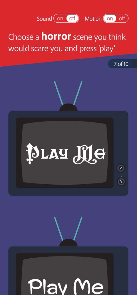 game play example showing vintage TVs
        with the words Play Me in different font styles