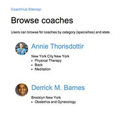 site map for browsing coaches