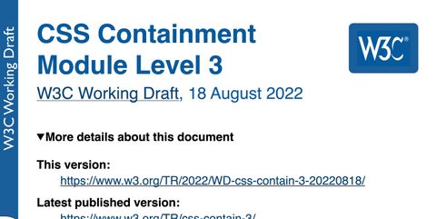 CSS Containment Module, Level 3 specification -
screenshot with W3C logo
